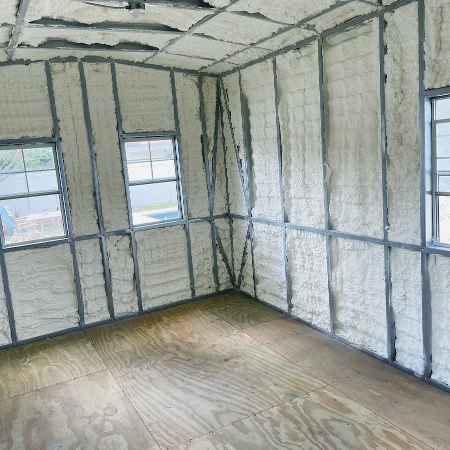 Closed-cell spray foam insulation applied to wall cavities in a residential project in Oregon